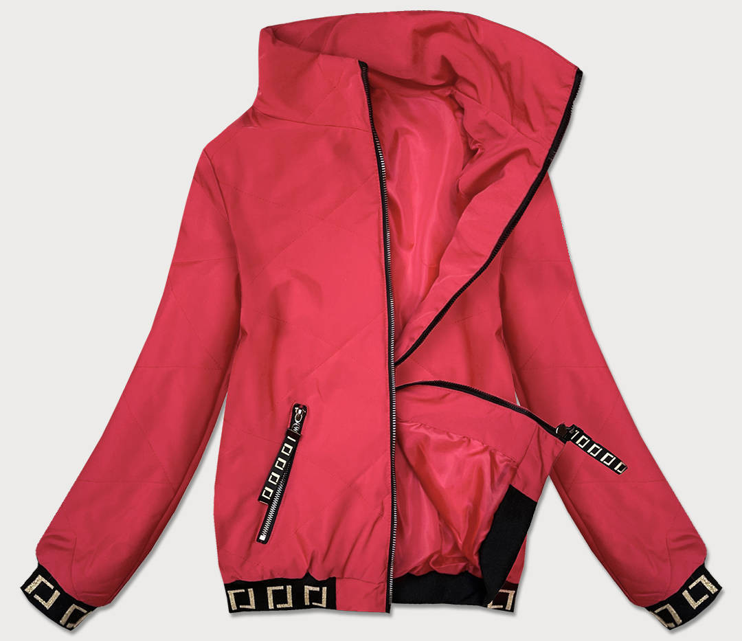 Krátká červená dámská bunda se stojáčkem model 17106387 Červená XL (42) - S'WEST