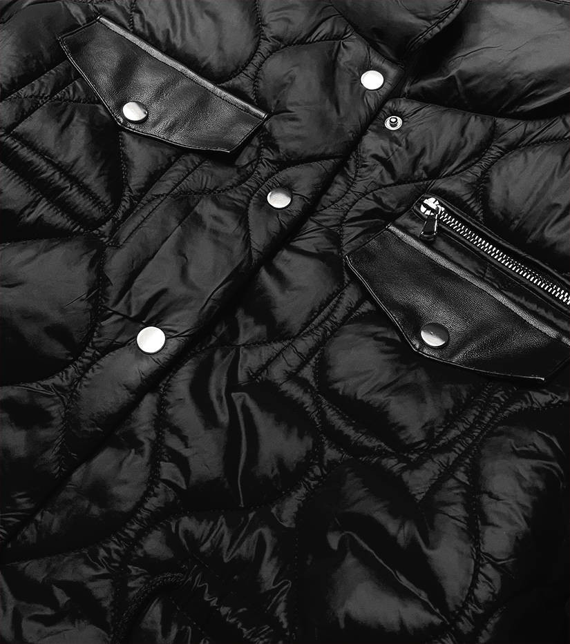 Černá dámská prošívaná bunda se stojáčkem (AG8-001) odcienie czerni XXL (44)
