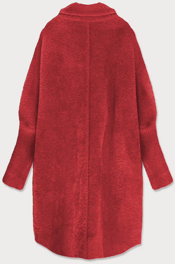 Dlouhý červený vlněný přehoz přes oblečení typu "Alpaka" (7108) odcienie czerwieni ONE SIZE