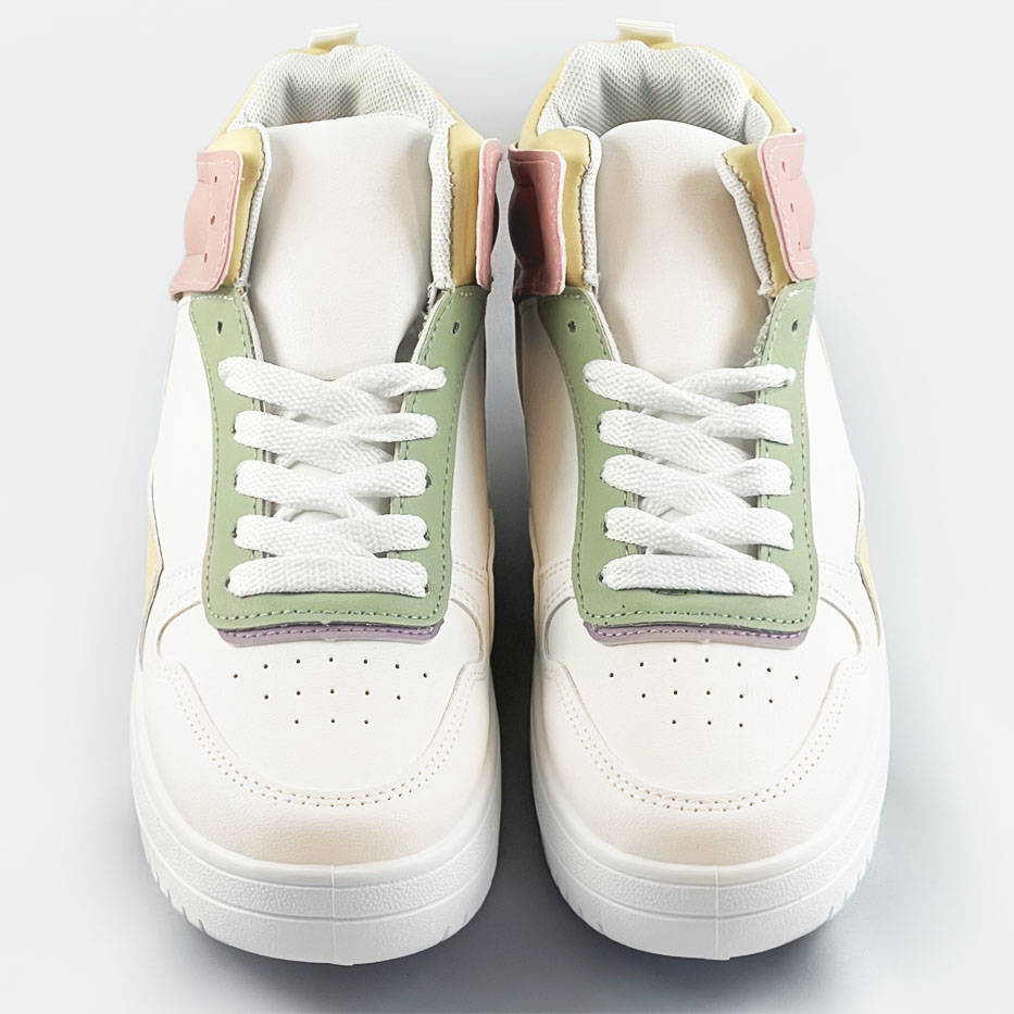 Bílo-pastelové kotníkové dámské tenisky sneakers (WH2122) odcienie zieleni XL (42)