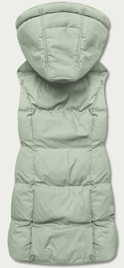 Péřová dámská vesta v pistáciové barvě s kapucí (5M721-236) odcienie zieleni XL (42)