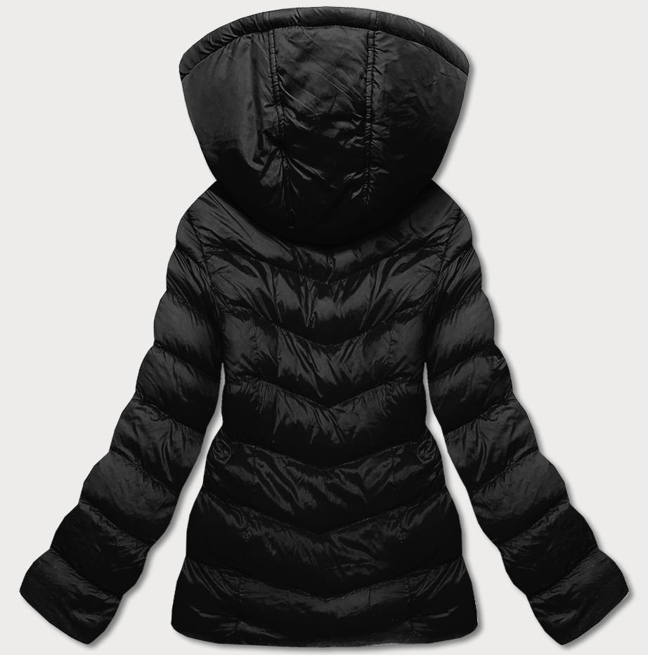 Černá dámská bunda s kapucí pro přechodné období (5M786-392) odcienie czerni XL (42)