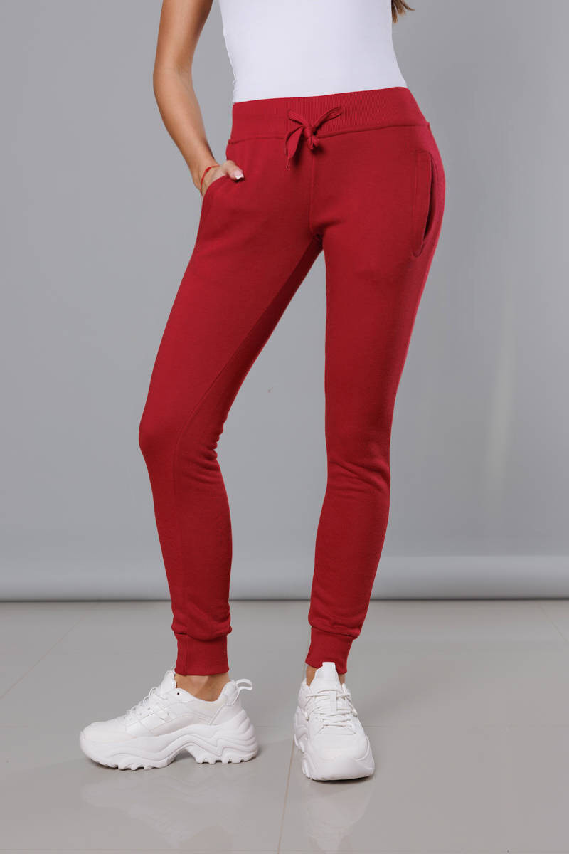 Tmavě červené teplákové kalhoty (CK01-35) Barva: odcienie czerwieni, Velikost: S (36)