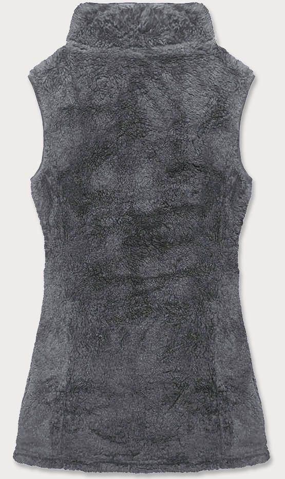 Tmavě šedá dámská plyšová vesta model 17969113 černá L (40) - J.STYLE