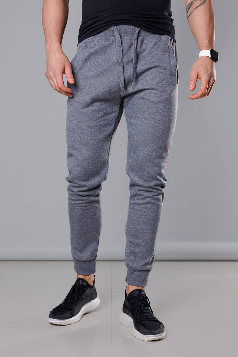 Tmavě šedé pánské teplákové kalhoty (68XW01-5) odcienie szarości XL