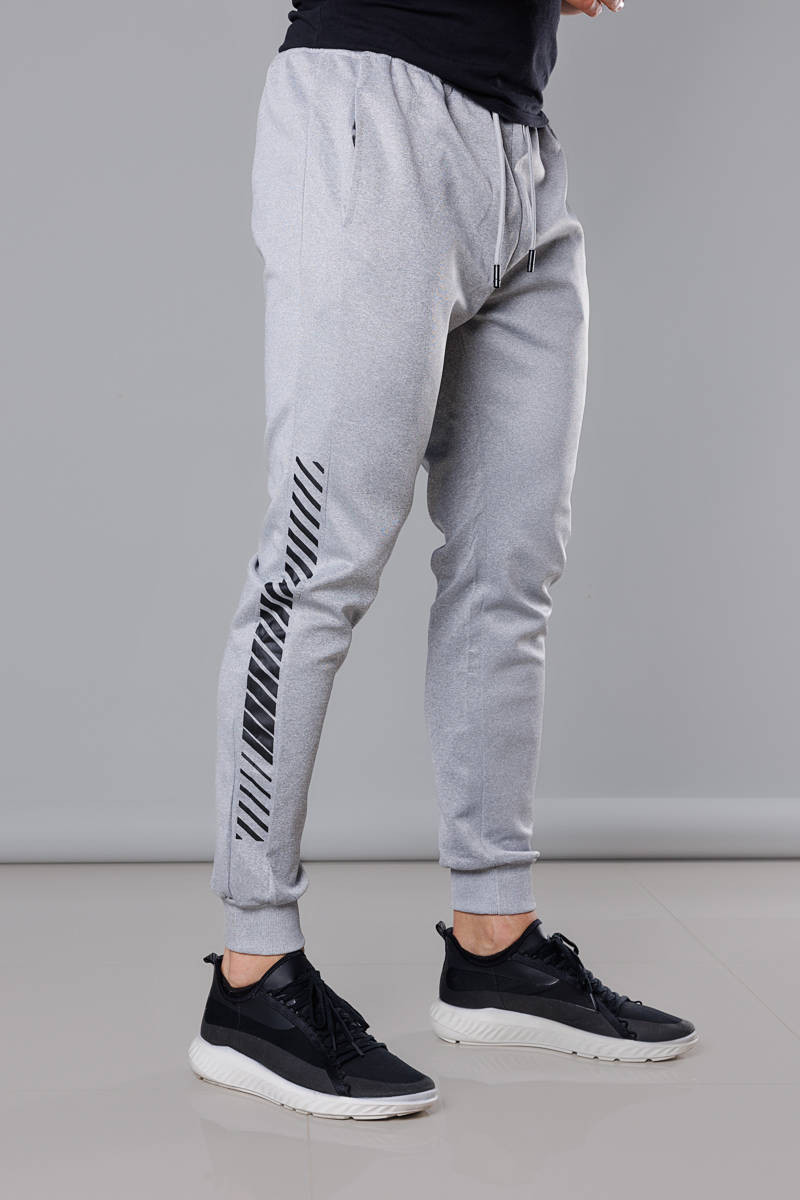 Světle šedé pánské teplákové kalhoty s potiskem (8K178-2) odcienie szarości XL