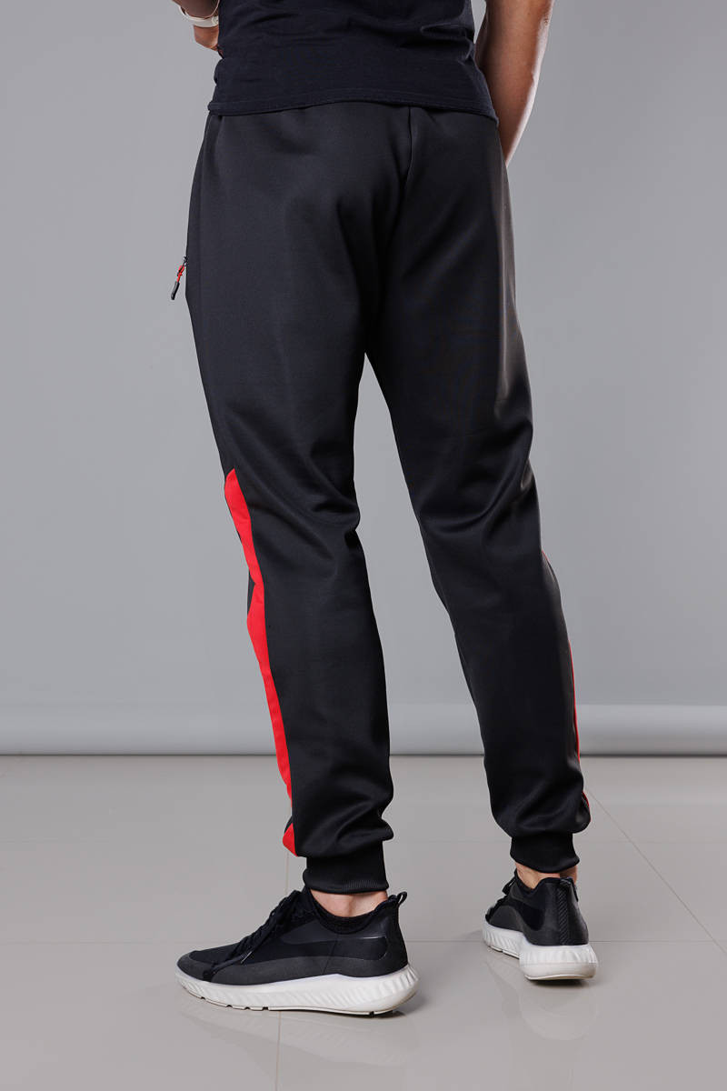 Černo-červené pánské teplákové kalhoty se vsadkami (8K172) odcienie czerni XXL