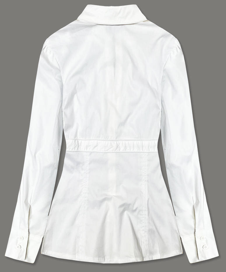 Bílá dámská košile se pro zapínání ve výstřihu biały XXL (44) model 18406802 - S&G Collection