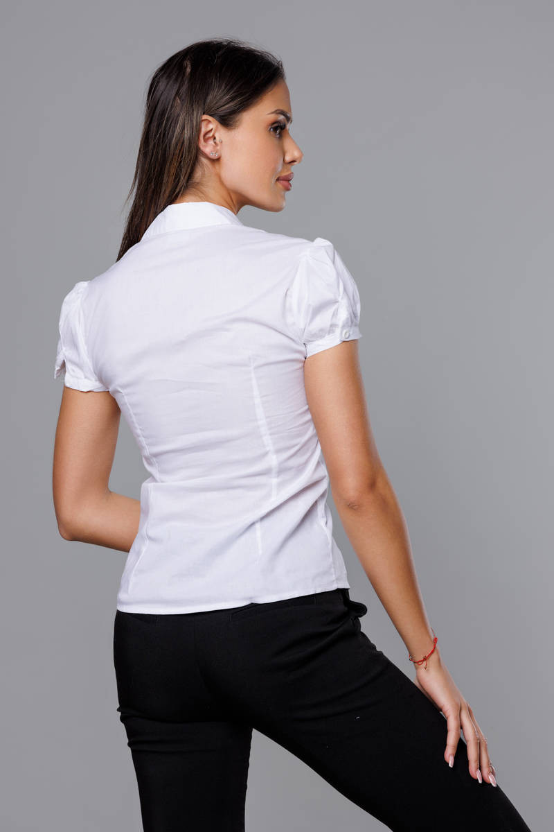 Bílá dámská košile s krátkými rukávy model 18406814 biały S (36) - S&G Collection