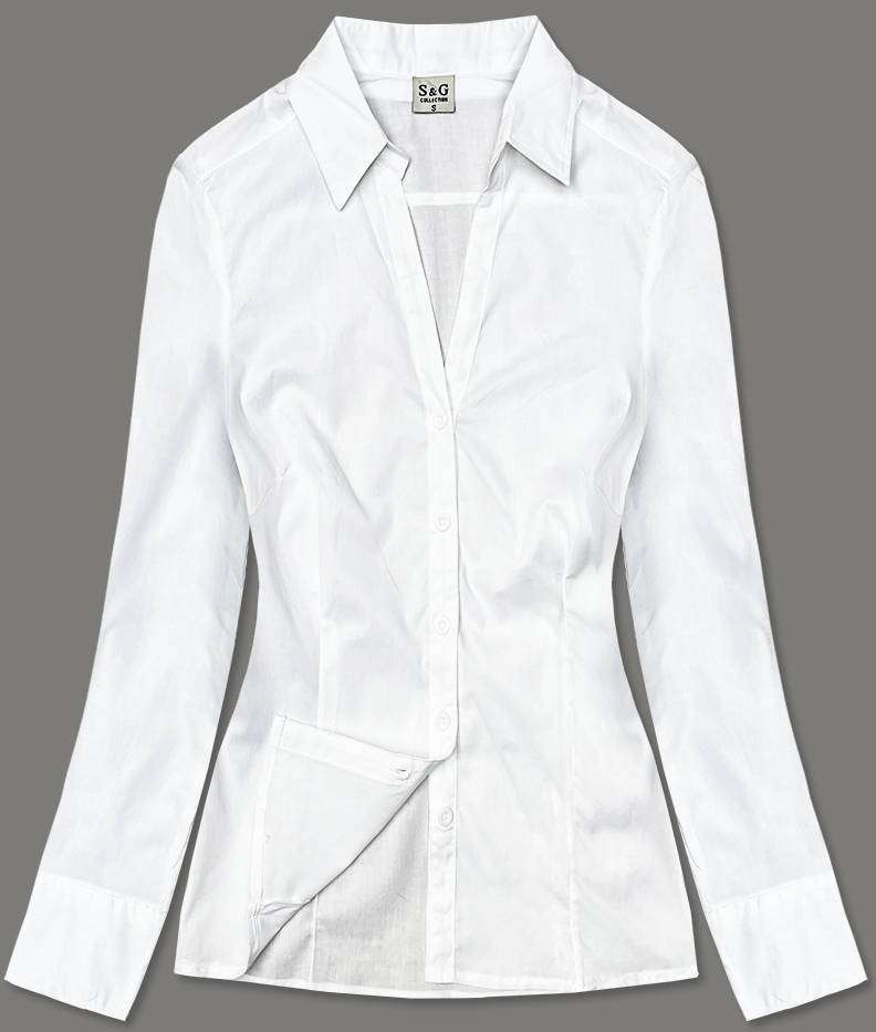 Klasická bílá dámská bavlněná košile model 18409853 biały S (36) - S&G Collection