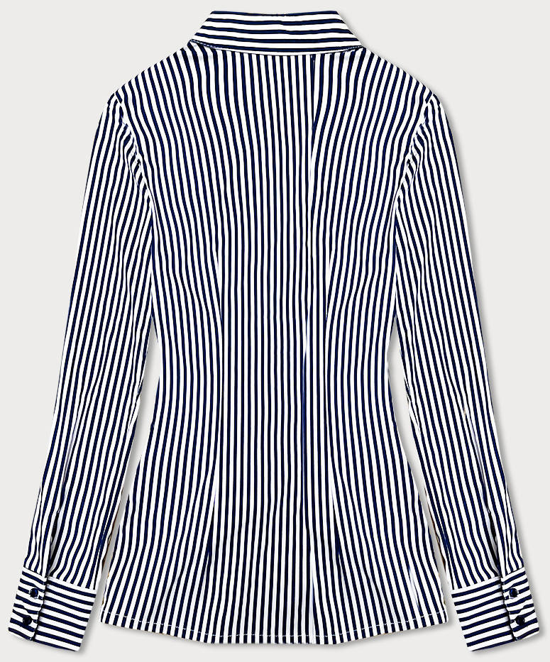 Tmavě modro-bílá pruhovaná košile s nařasením (AWY2015D) Barva: odcienie bieli, Velikost: L (40)