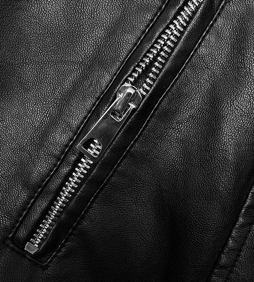 Černá bunda ramoneska s límcem (11Z8098) odcienie czerni XL (42)