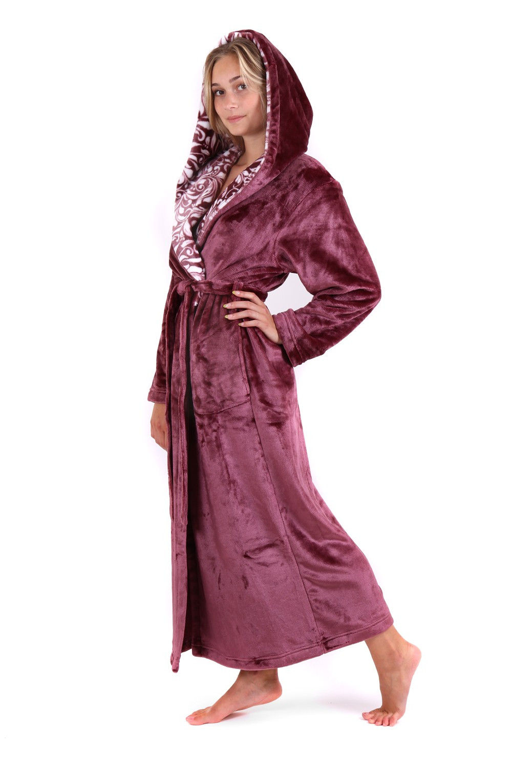 Dámský župan Flora s kapucí 39564853 mauve wine - Vestis M