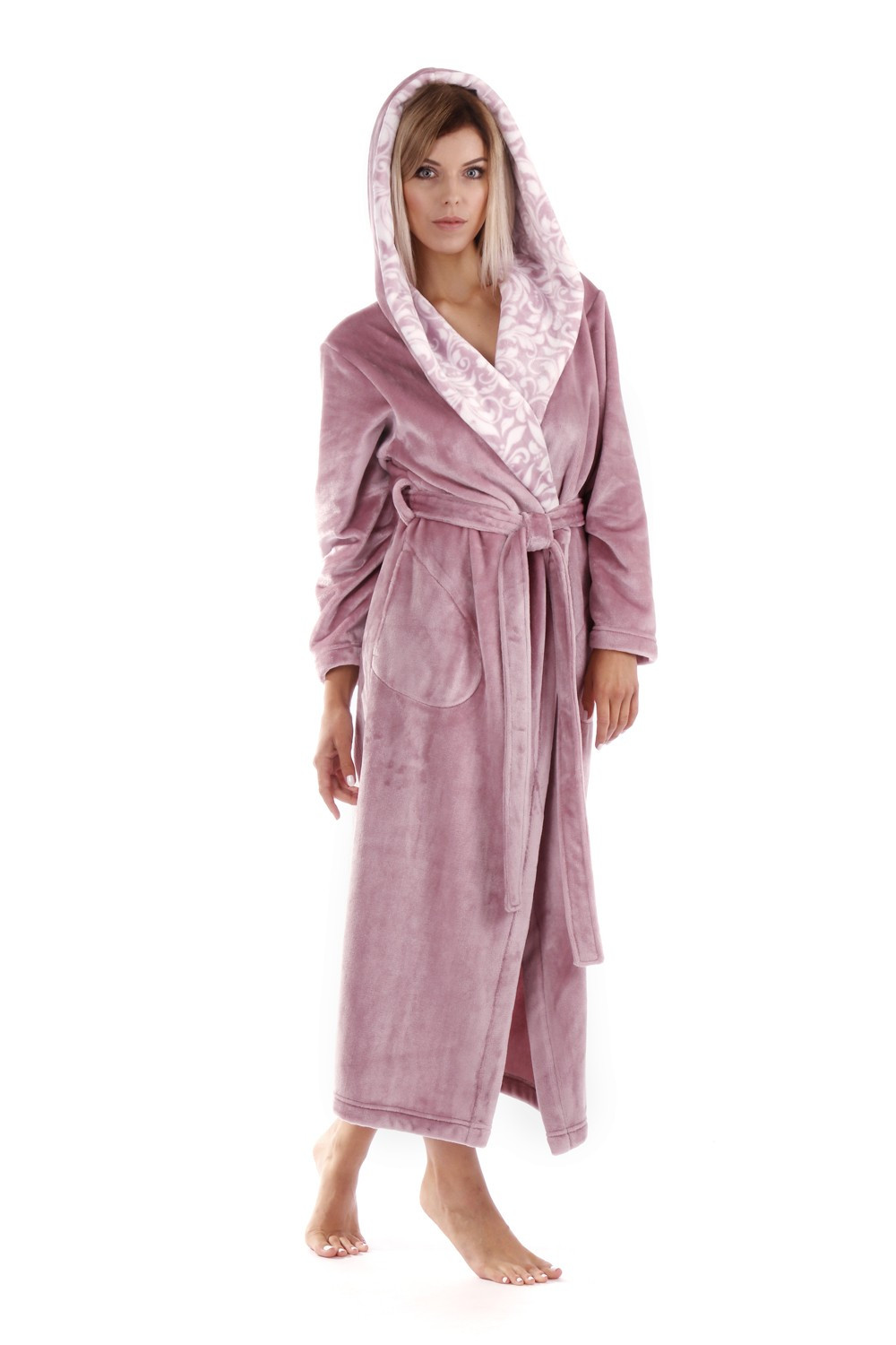 Dámský župan Flora s kapucí 3956 mauve mist - Vestis XXL