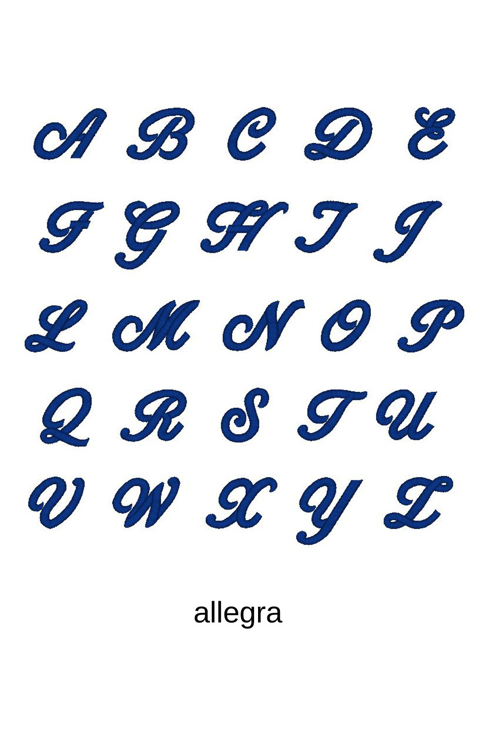 Výšivka monogram dvě písmena Allegra script