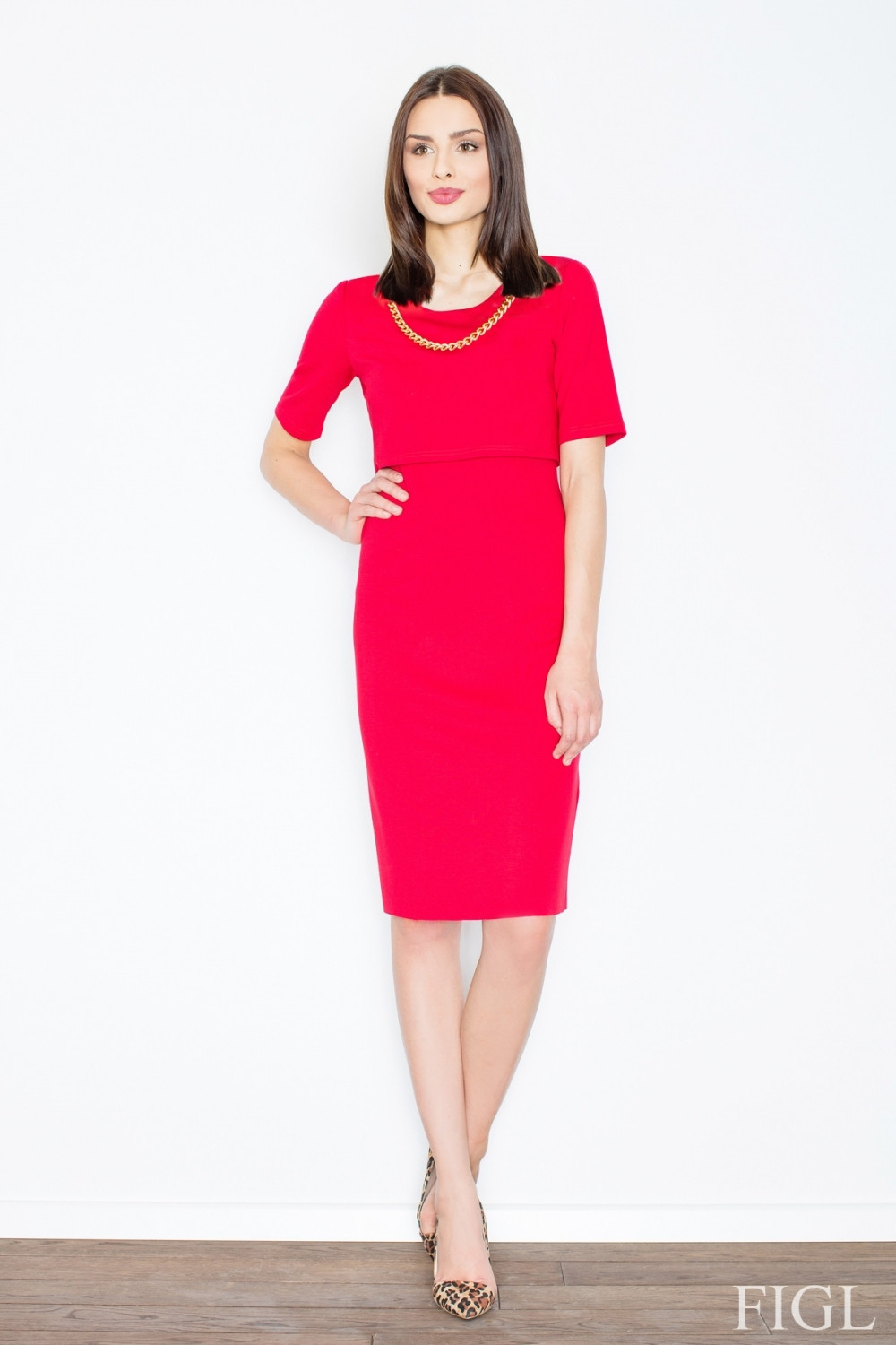 Dámské šaty model 5663694 red - Figl Barva: Červená, Velikost: L