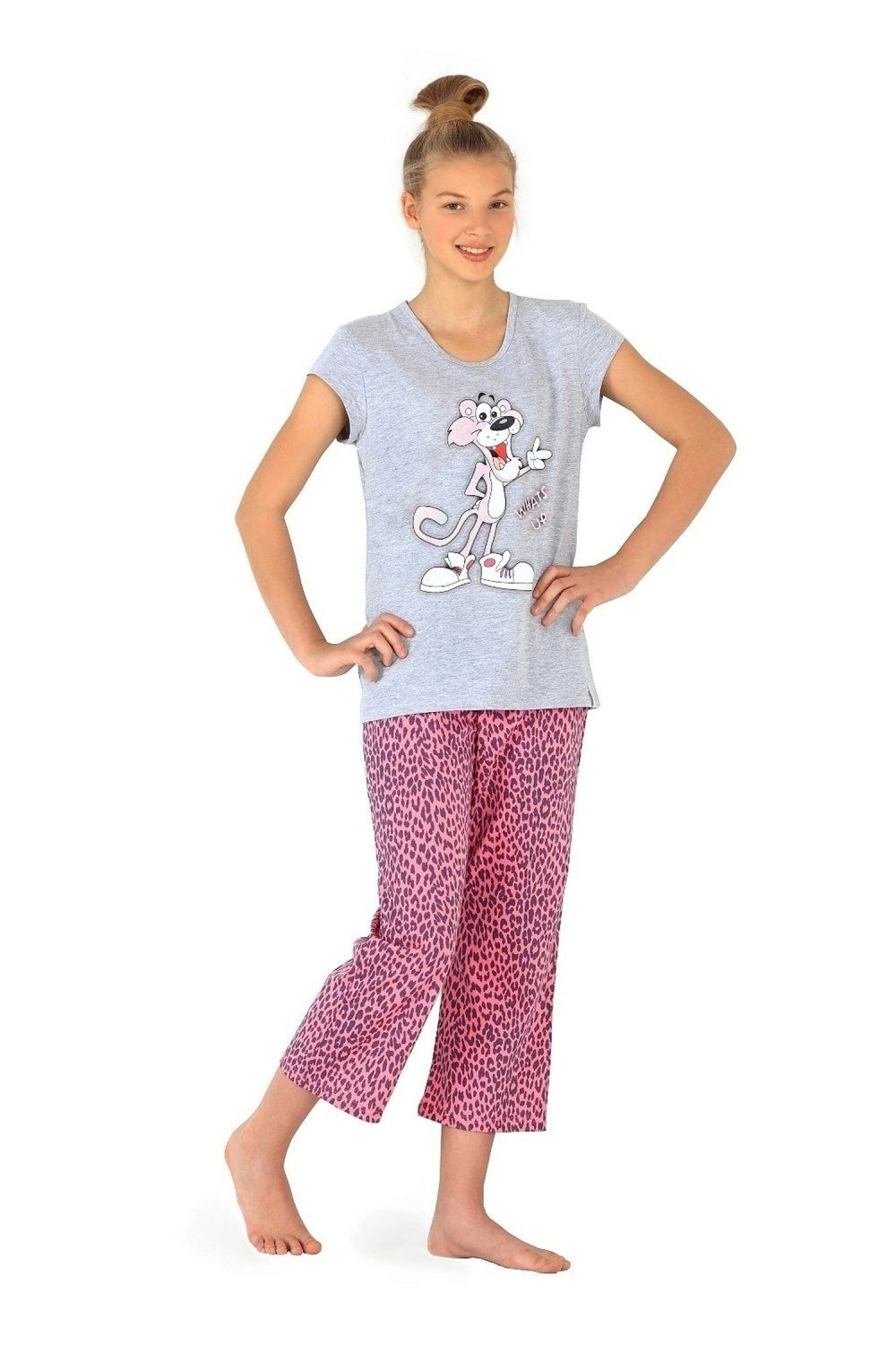 Dívčí pyžamo 556/17 Panther - CORNETTE Barva: šedá, Velikost: 164/S