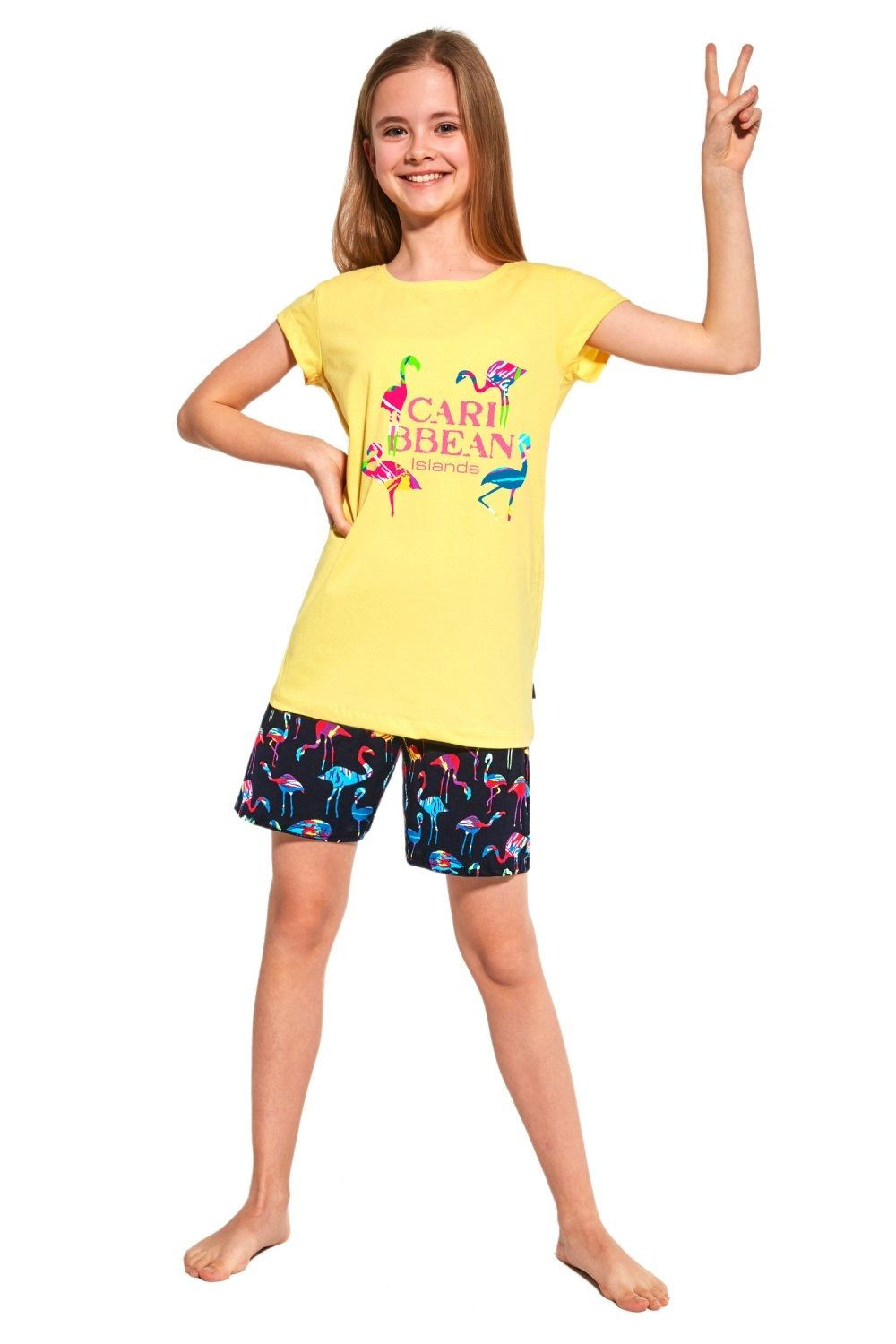 Dívčí pyžamo 788/93 Caribbean - CORNETTE Barva: Žlutá, Velikost: 134/140