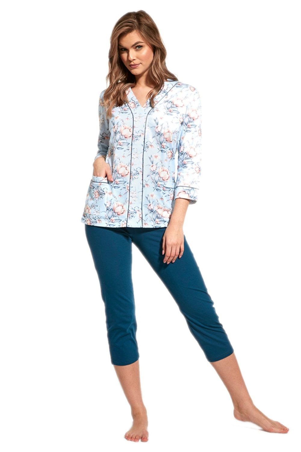 Dámské pyžamo plus model 18796051 - Cornette Barva: světle modrá, Velikost: 3XL