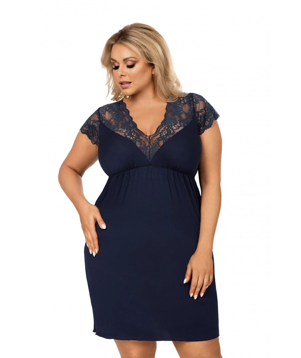 Noční košile Tess blue plus - Donna tmavě modrá 4XL