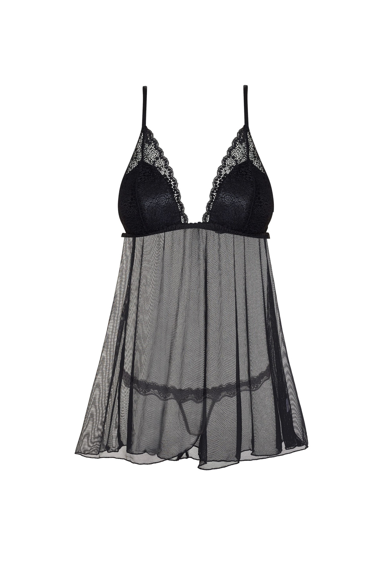 Erotická košilka Lauren chemise - BEAUTY NIGHT FASHION černá L/XL