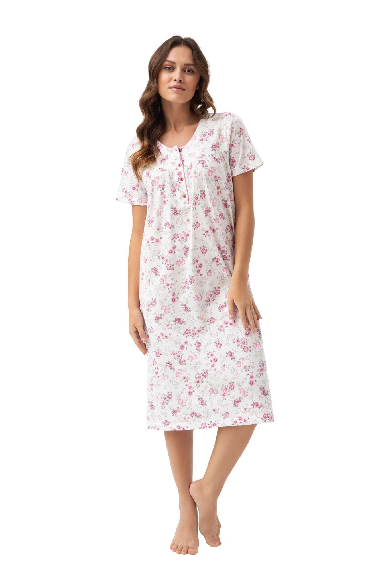 Noční košile 82 pink extra plus - Luna bílá 4XL