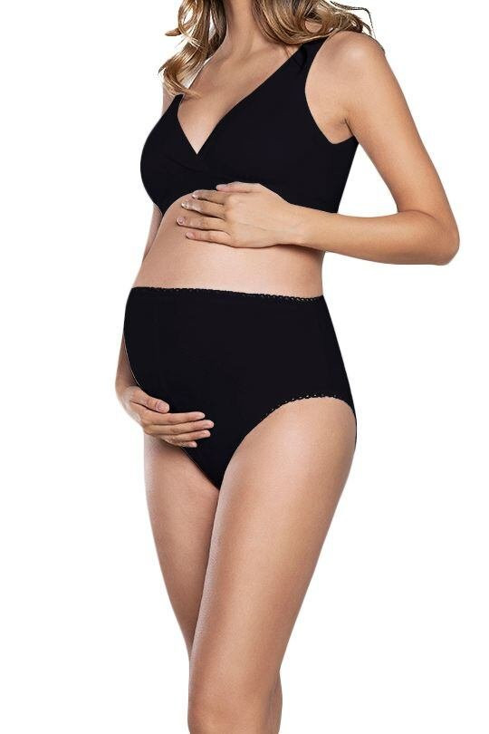 Bavlněné těhotenské kalhotky Mama Maxi černé XL