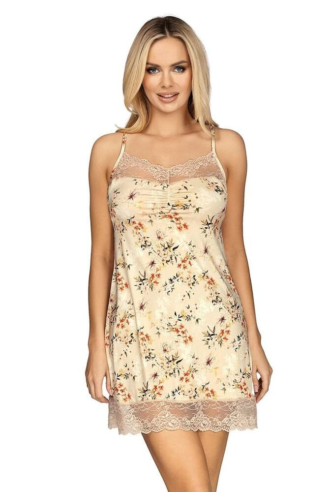 Luxusní dámská košilka Vetana se vzorem květin Barva: Béžová, Velikost: L