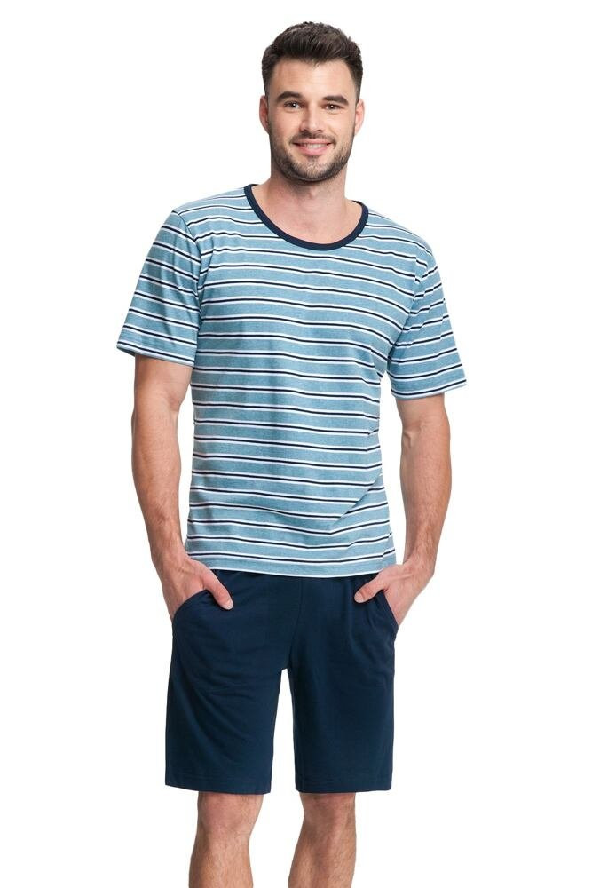 Pánské pyžamo model 17144639 modré proužky - Luna Barva: modrá, Velikost: XXL