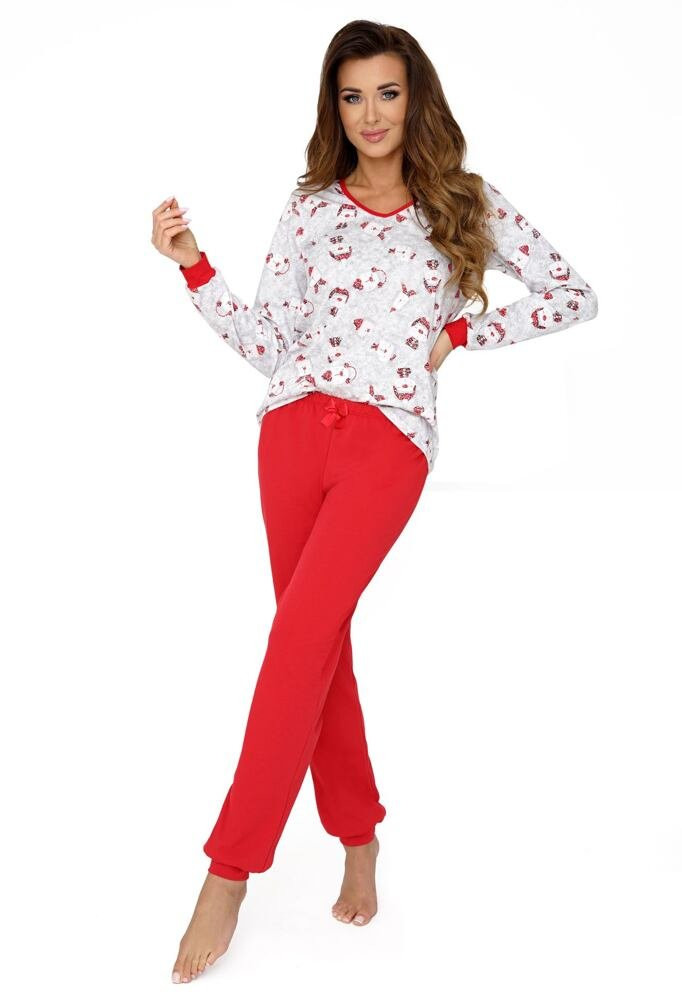 Luxusní dámské pyžamo Teddy šedo-červené Barva: šedá, Velikost: XL