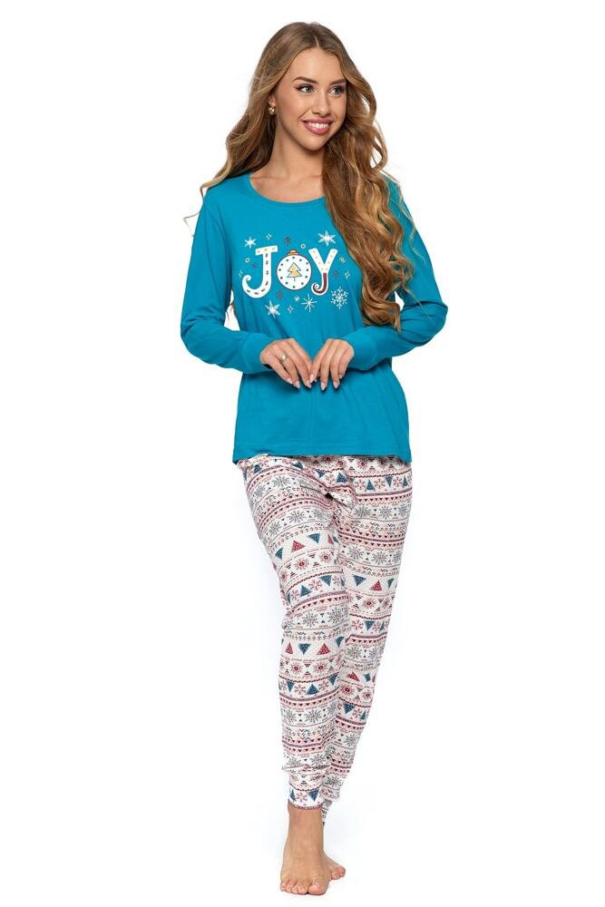 Dámské pyžamo Christmas Joy tyrkysově zelené XL