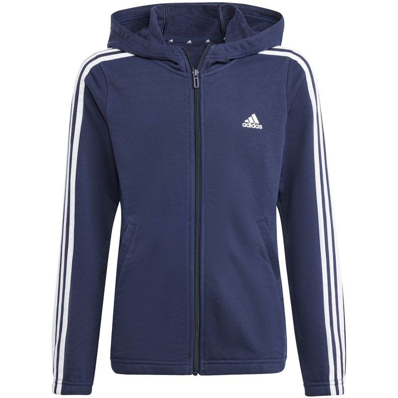 Mikina adidas Essentials s kapucí a zipem a 3 pruhy Jr IB1667 140cm