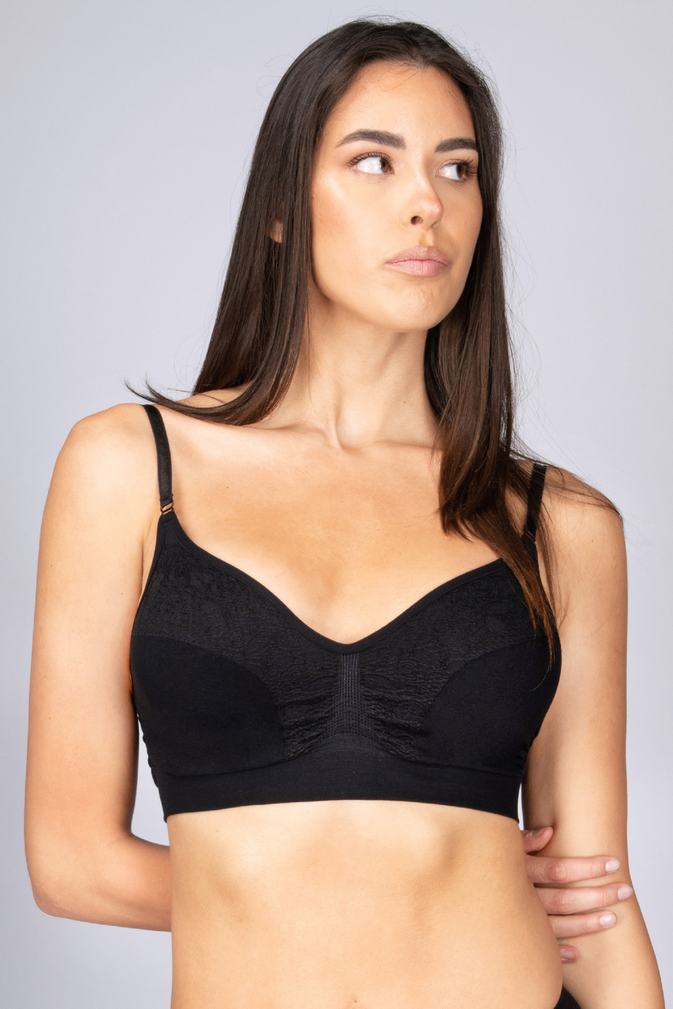 Dámská bezešvá podprsenka Bra Silhouette Jacquard Intimidea Barva: Černá, velikost S/M