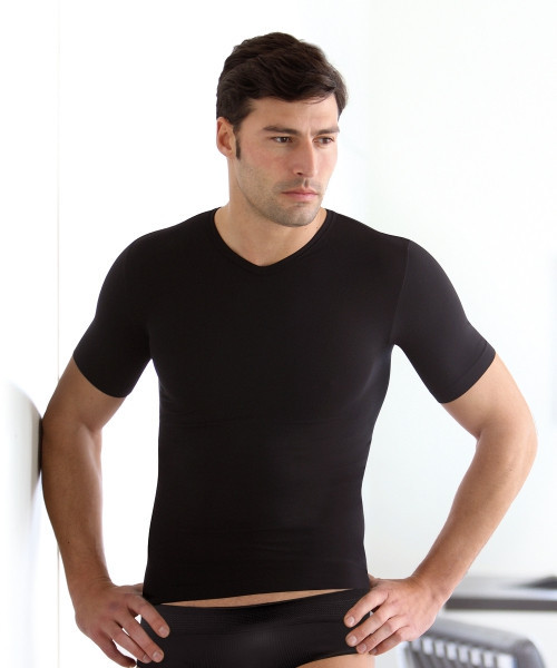 Pánské triko bezešvé T-shirt V mezza manica Intimidea Barva: Možnost: Černá, velikost L/XL