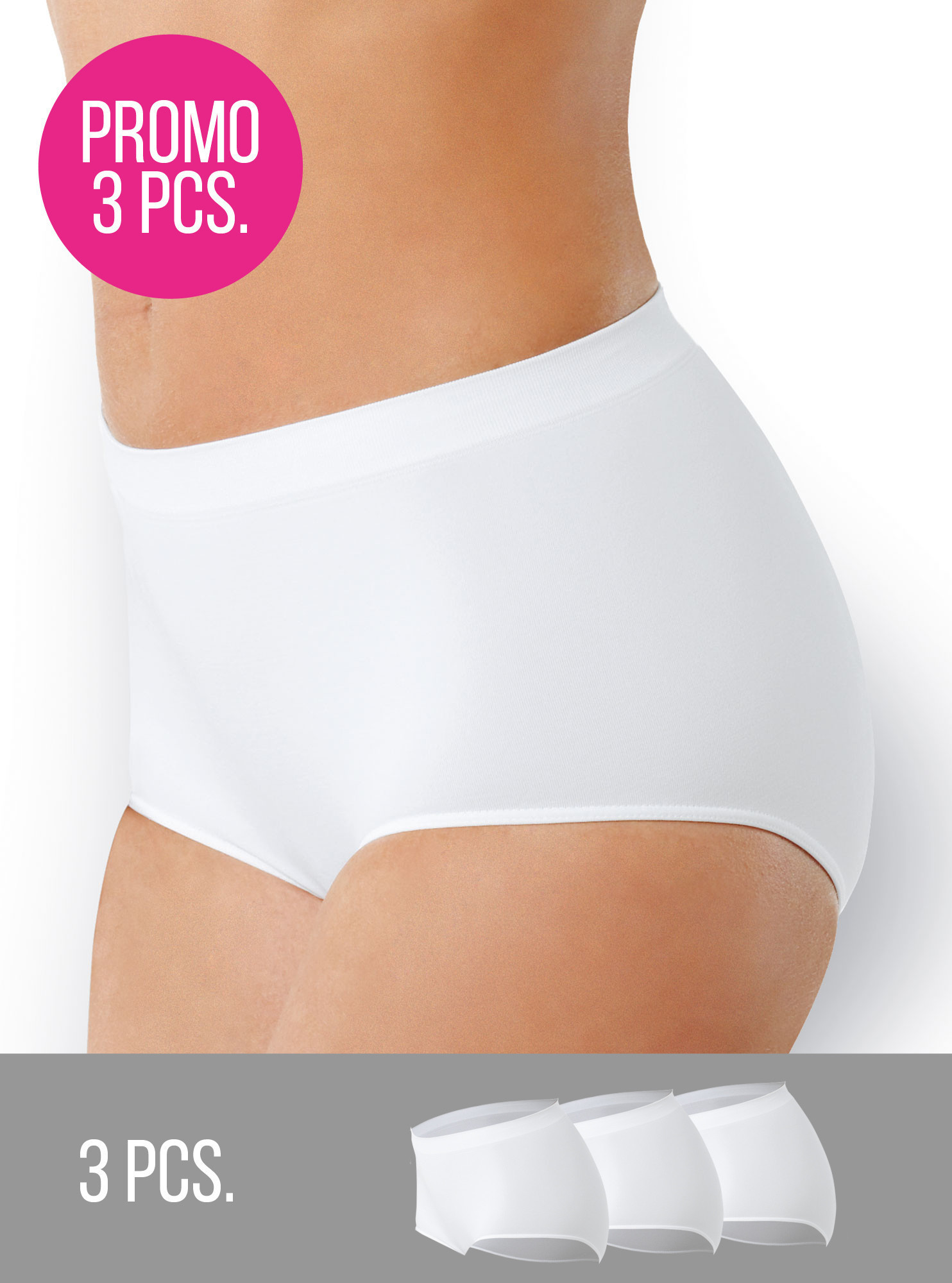 3PACK- Kalhotky s vyšším pasem bezešvé Culotte Intimidea Barva: Možnost: Bílá, velikost L/XL