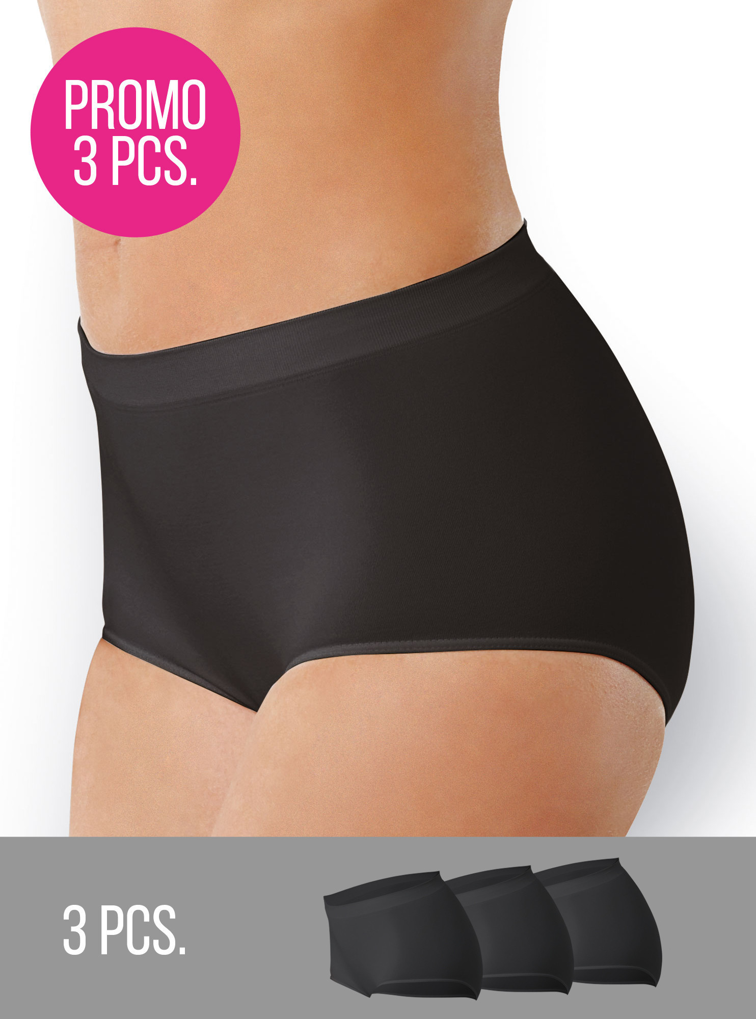 3PACK- Kalhotky s vyšším pasem bezešvé Culotte Intimidea Barva: Možnost: Černá, Velikost M/L