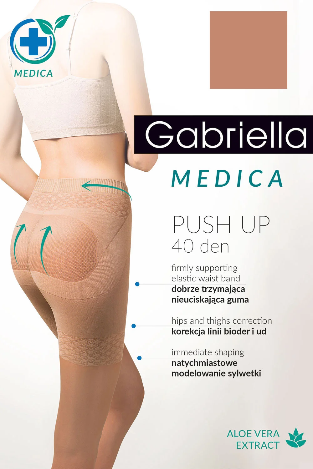 Product detail of Gabriella Medica Push-up 40 Den Code 128 kolor:gazela 4-L