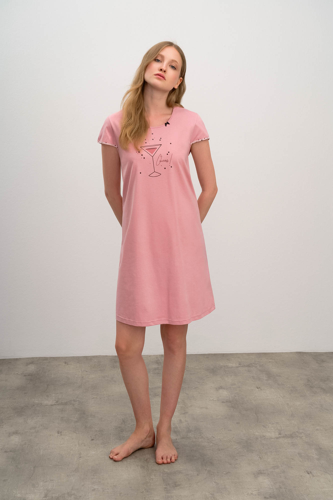 Vamp - Dámská noční košile 16294 - Vamp Barva: pink gray, Velikost: S