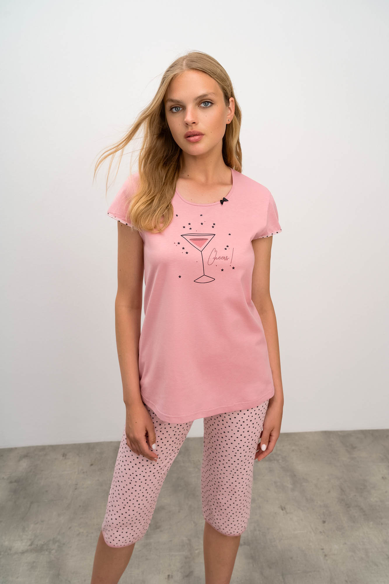 Vamp - Dvoudílné dámské pyžamo 16295 - Vamp Barva: pink gray, Velikost: XL