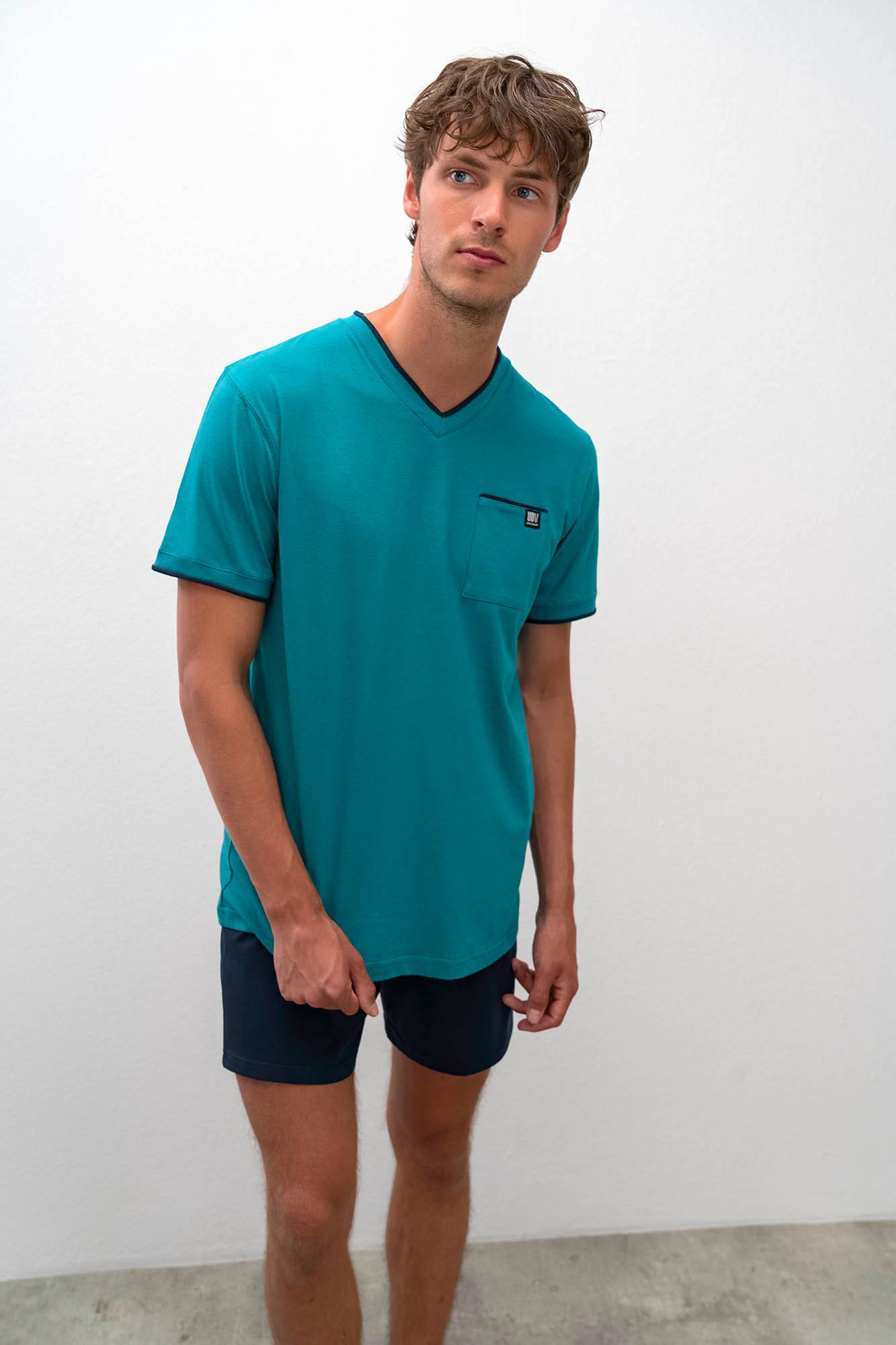 Vamp - Pohodlné dvoudílné pánské pyžamo 16655 - Vamp Barva: blue harbor, Velikost: M