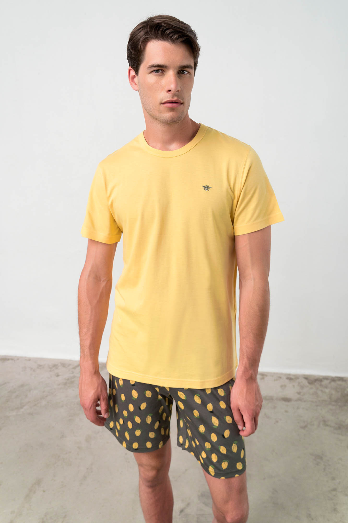 Vamp - Dvoudílné pánské pyžamo 18610 - Vamp Barva: yellow pollen, Velikost: S