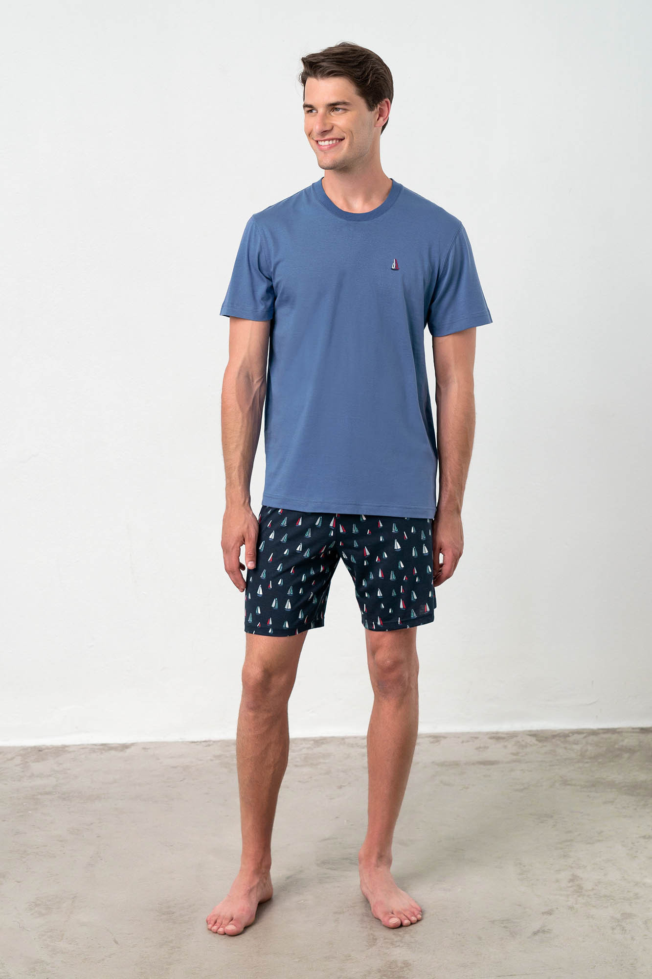 Vamp - Dvoudílné pánské pyžamo 18630 - Vamp Barva: blue sailing, Velikost: M