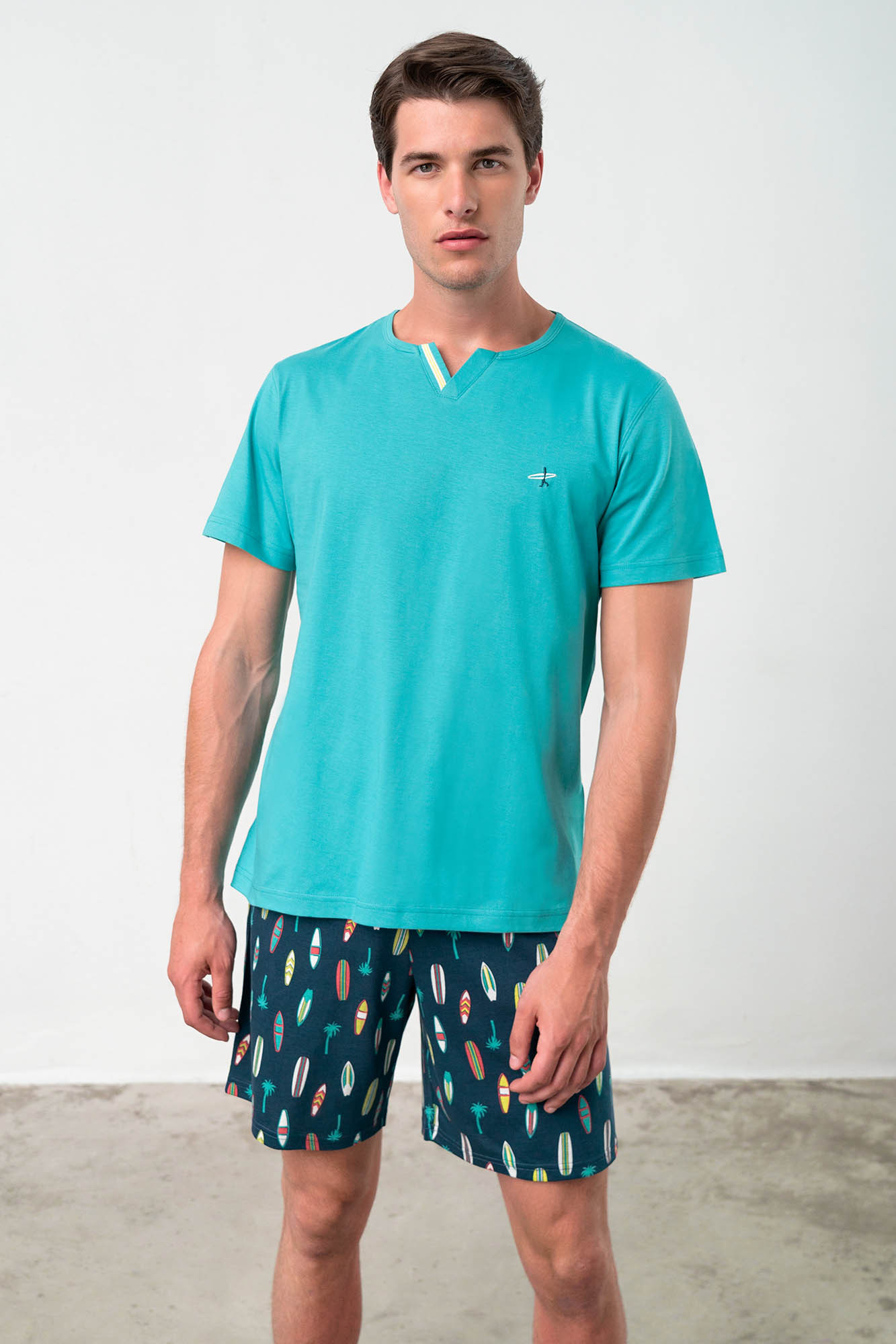 Vamp - Dvoudílné pánské pyžamo 18701 - Vamp Barva: sea baltic, Velikost: M