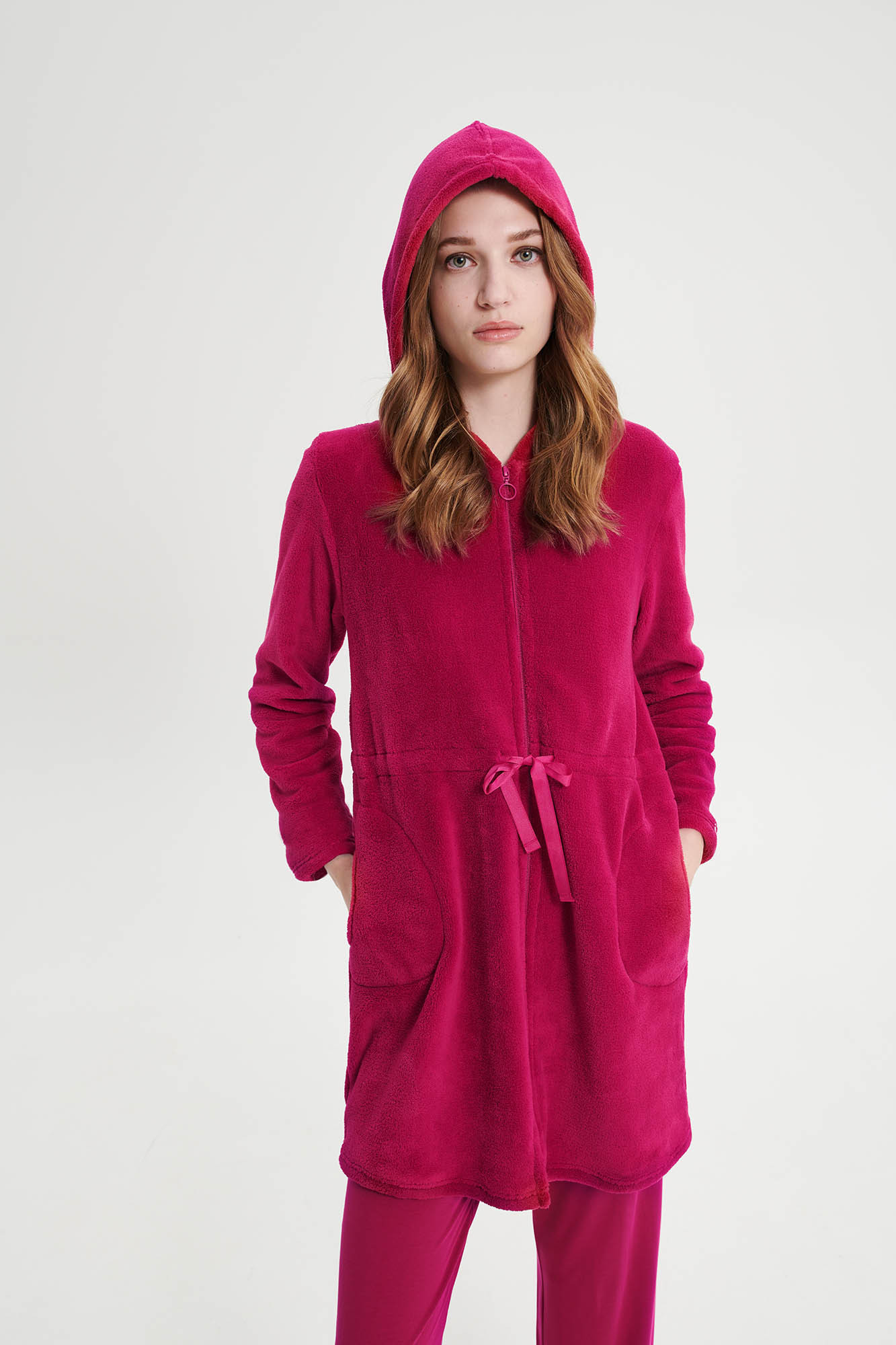 Vamp - Dámský župan na zip 19211 - Vamp fuchsia berry XXL