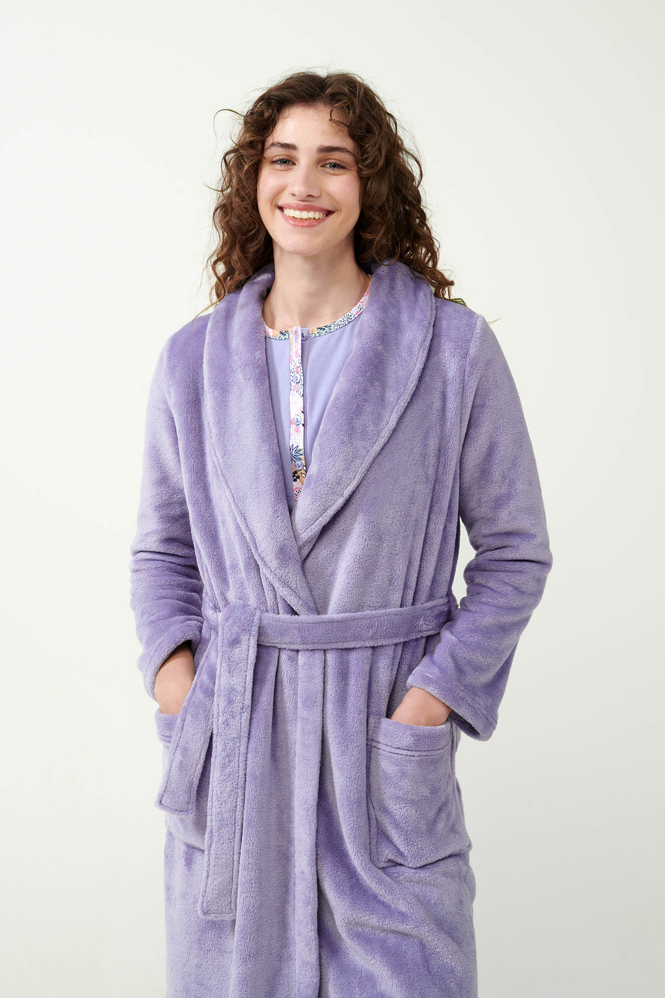 Vamp - Dlouhý fleecový župan 21332 - Vamp lavender sweet xl