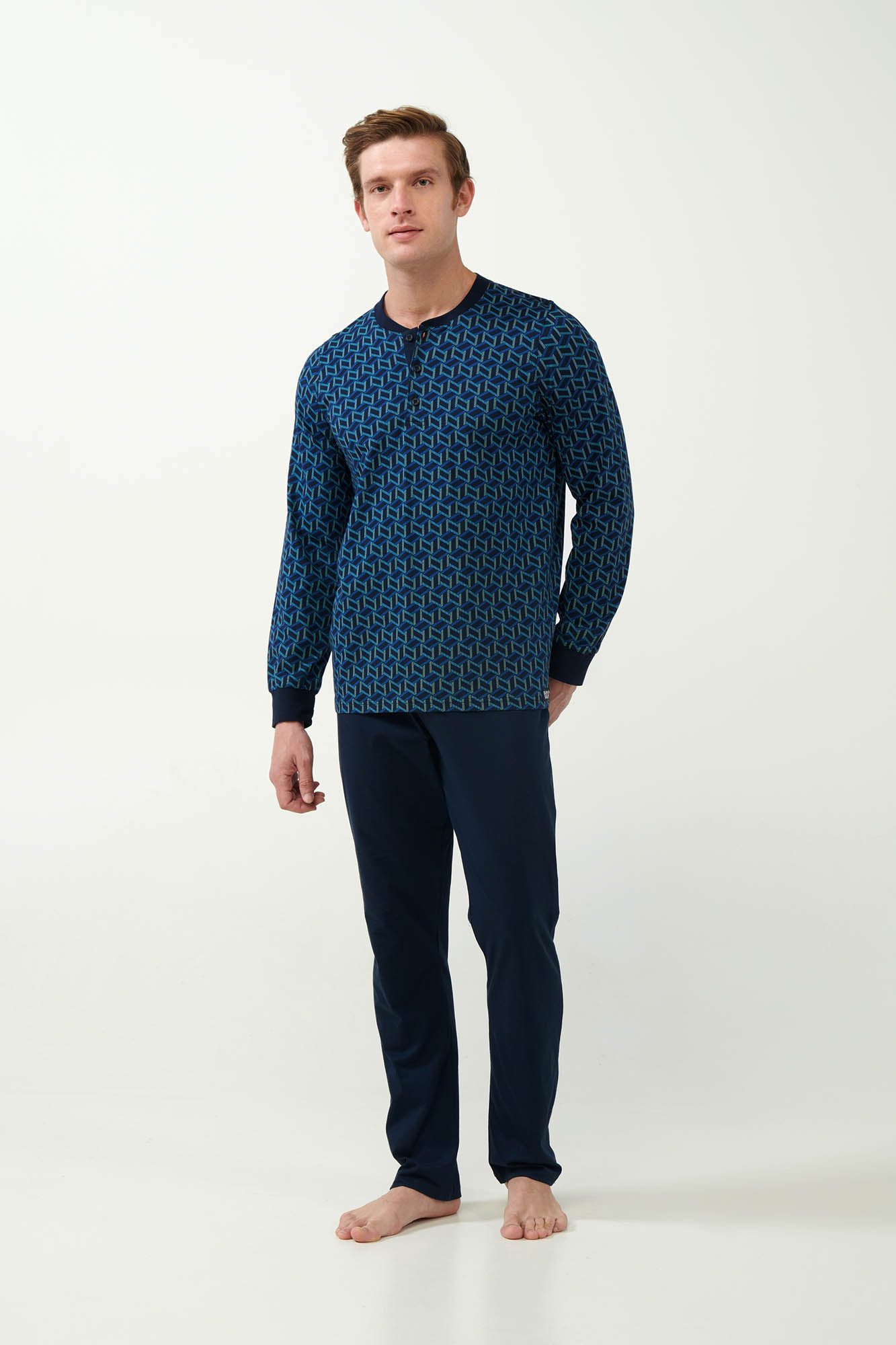 Vamp - Pyžamo s geometrickým potiskem 21680 - Vamp blue xxl