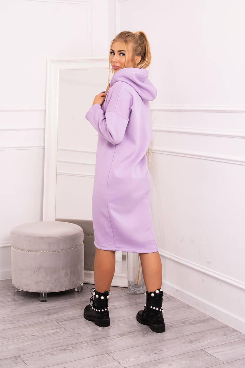 Šaty s kapucí a bočním rozparkem fialové UNI