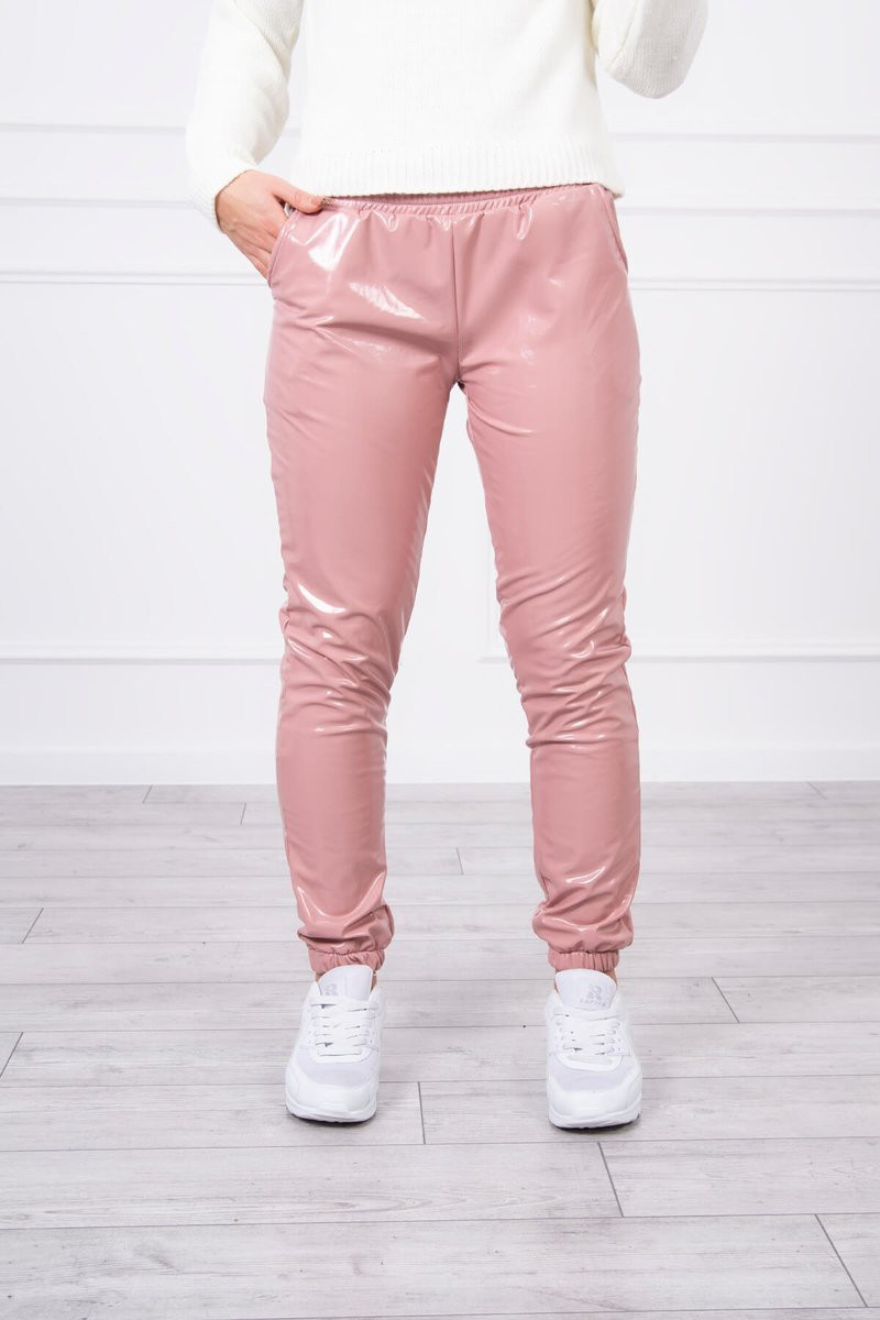 model 18745576 velurové kalhoty tmavě růžové S/M - K-Fashion