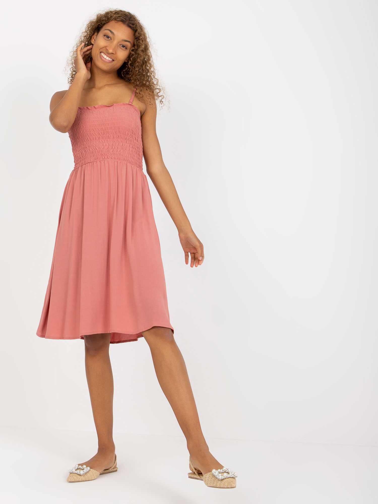 Šaty model 17523869 tmavě růžové S/M - FPrice