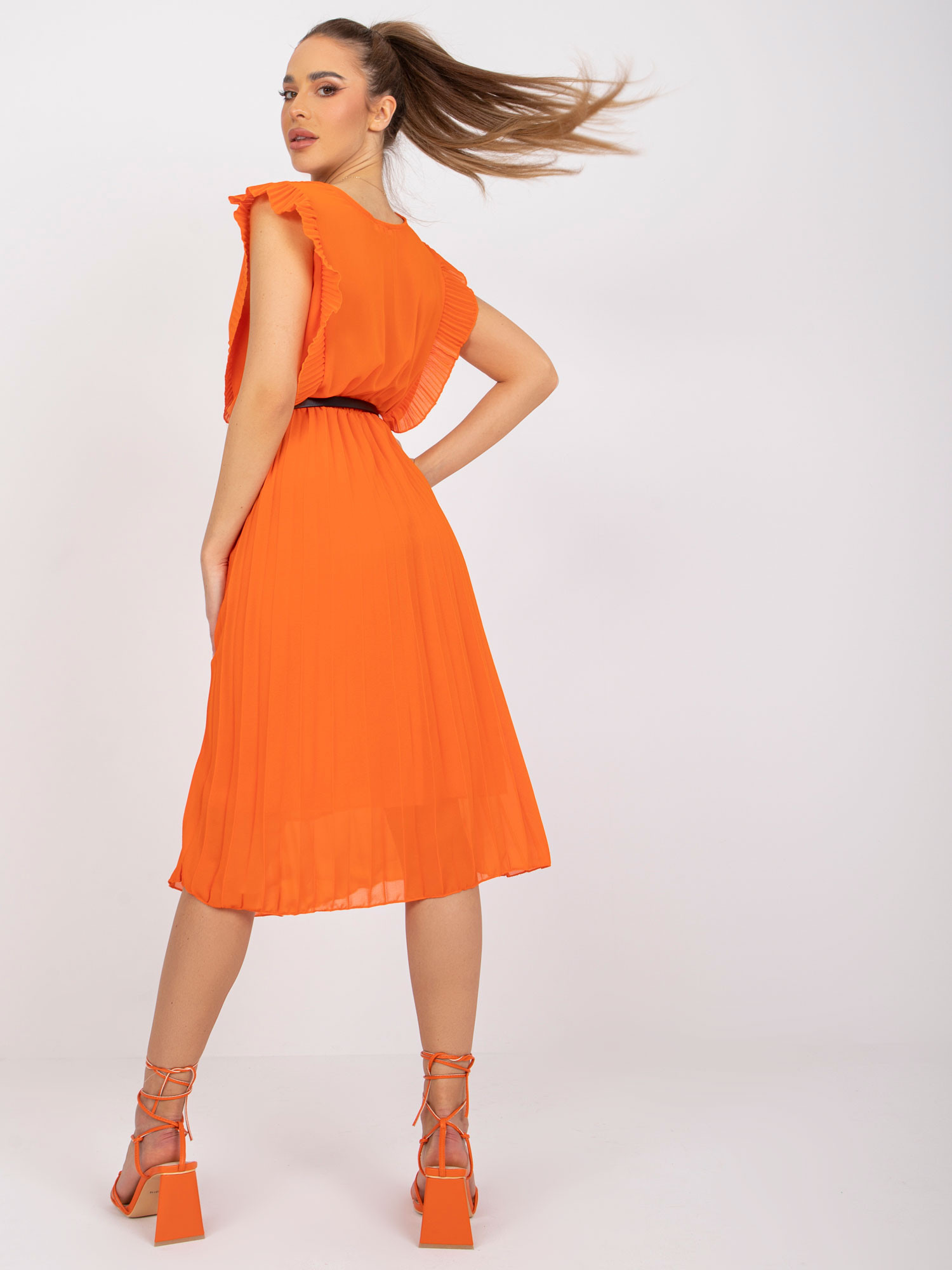 Dámské šaty-DHJ-SK-N13198-1.22-oranžové jedna velikost